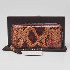 Gucci Multicolor Python Bamboo Tassel Zippy Wallet